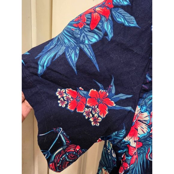 STAR WARS R2-D2 & MILLENNIUM FALCON HAWAIIAN SHIRT - NAVY BLUE TROPICAL FLORAL P - Picture 6 of 8